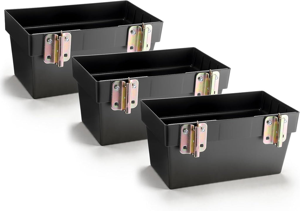 3 Pack Heavy Duty E Track Storage Bins, E-Track Accessories Tool Organizer for Enclosed Trailer, Truck, Cargo Van, Garage, Durable Plastic Storage Baskets for E-Track Rail System, 13 Inch