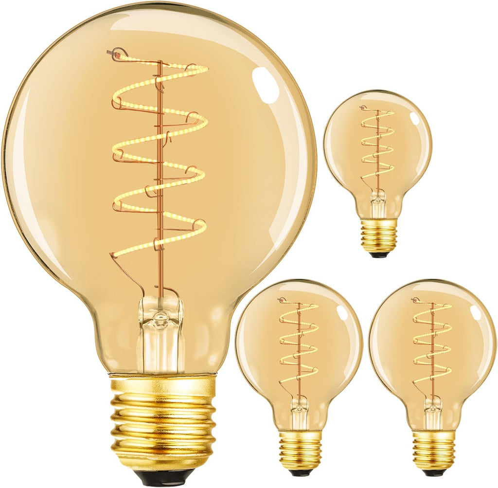 Leools Vintage LED Spiral Filament Bulb G25/G80 Dimmable Flick-Free 6W CRI95