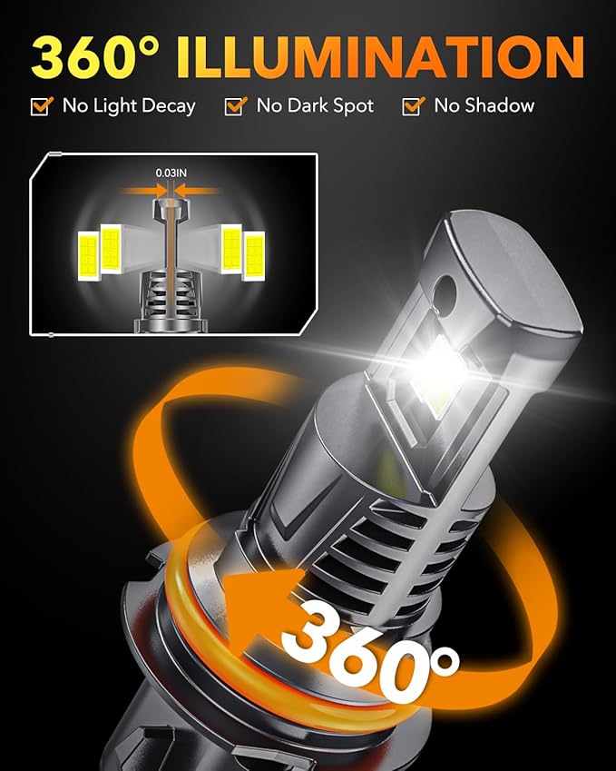 OXILAM 9007/HB5 LED Bulbs 10X Ultra-Brighter 60, 000LM Than Halogen, 3 Min - Image 3