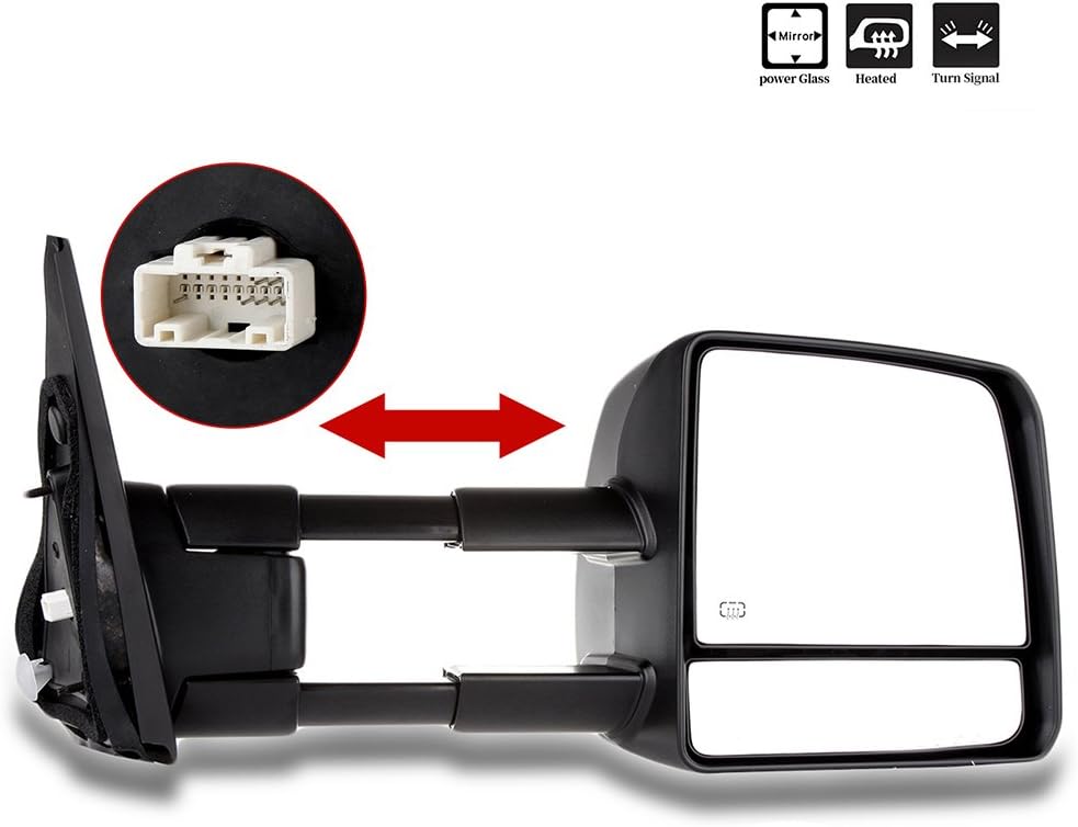 Passenger Side Towing Mirrors Fits 2007-2017 for Toyota for Tundra, Power Adjusted View Mirror with Turn Signal Indicator