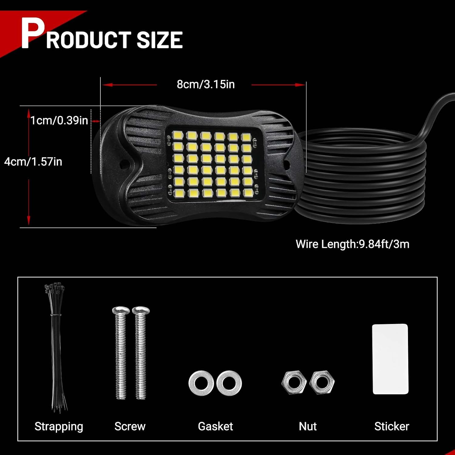 SHINIGHT 24 Pods White Rock Lights 6000K Pure White Super Bright Underglow Light,10FT/3M Extension Wires Each Light,36 LED SMD Chips,Waterproof IP68,Rock Lights for Trucks UTV ATV SUV Boats