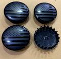 4PCS 83mm/3.27in Wheel Center Hub Caps for Chevrolet, American Flag Wheel Center Cover Compatible with Tahoe Suburban Silverado Yukon Denali Sierra (Black-us)