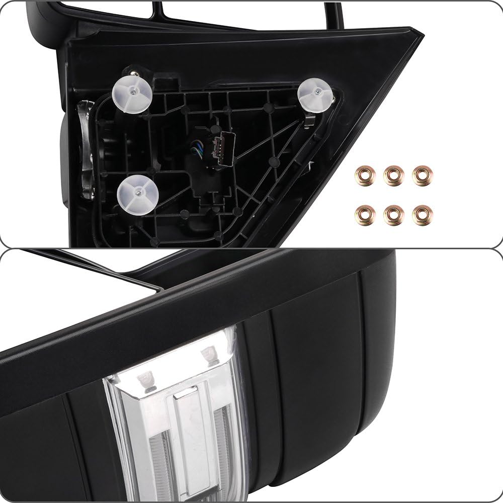 A Pair Heated Towing Mirrors Fits 2004-2014 for Ford for F-150 Pickup Truck, Power Adjusted View Mirror with Turn Signal Indicator & Puddle Light