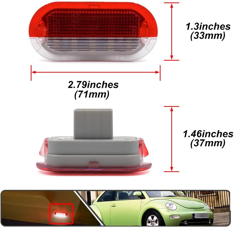 2Pcs LED Courtesy Door Light for Volkswagen Beetle Golf MK3 MK4 Jetta MK3 MK4 White LED Courtesy Projector Under Door Warming Lamps