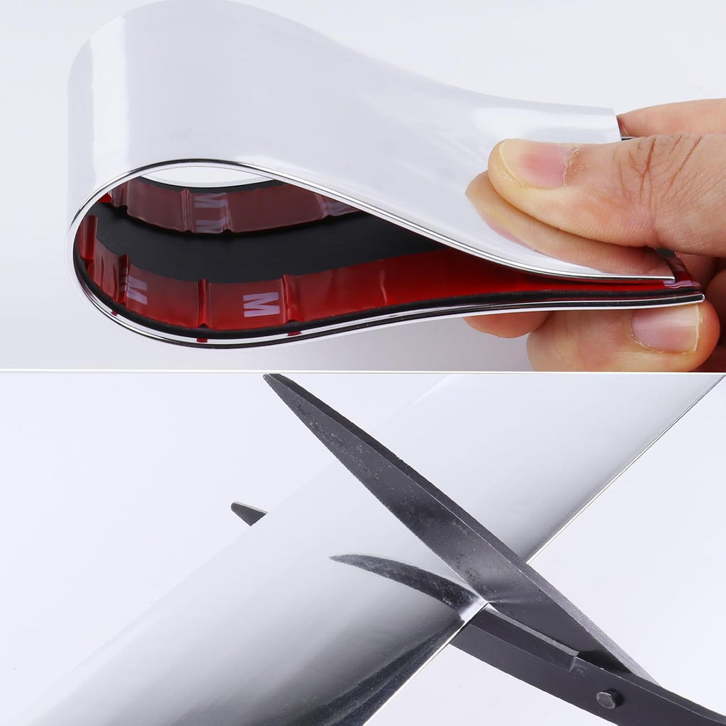 25Ft Automotive Chrome Trim Molding 1"(25mm) Heavy Duty Car Side Moldings UV-Protected Scratch-Proof for All Vehicles Body Door Window Bumper Self Adhesive