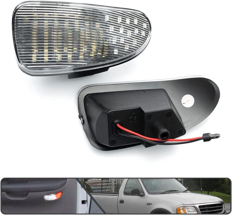 2Pcs F150 LED Courtesy Door Lights for Ford F150 1997-2003, F150 SVT Lightning 1999-2002, F250 Light Duty 1997-1999 Red& White LED Side Door Panel Light Door Interior Light Step Lights Clear Lens