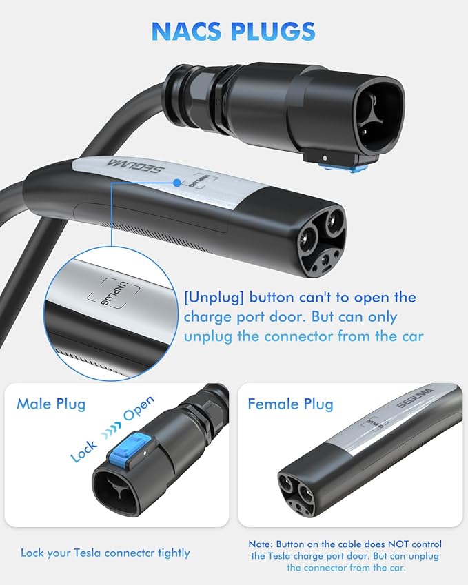 EV Charger Extension Cable for Tesla Charger, 50Amp 21ft Max 240V 12kW - Image 4