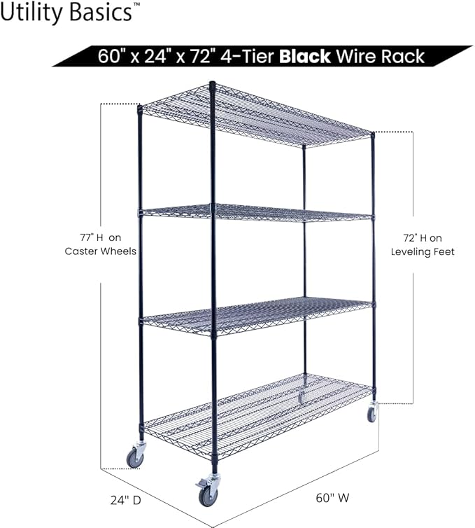 60"x24"x72" Premium Metal Steel 4-Tier Wire Shelving NSF 3200 LBS MAX Capacity - Image 8