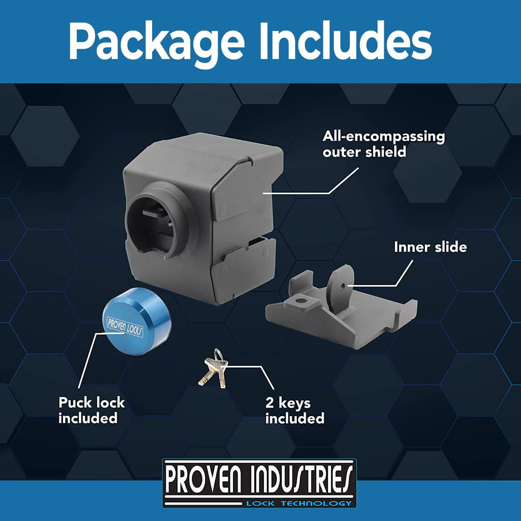 Proven Industries Model 2516-J Trailer Lock, Fits 2 5/16-Inch Jayco Couplers, Secures Safety Chains, Made in The USA, (Blue)