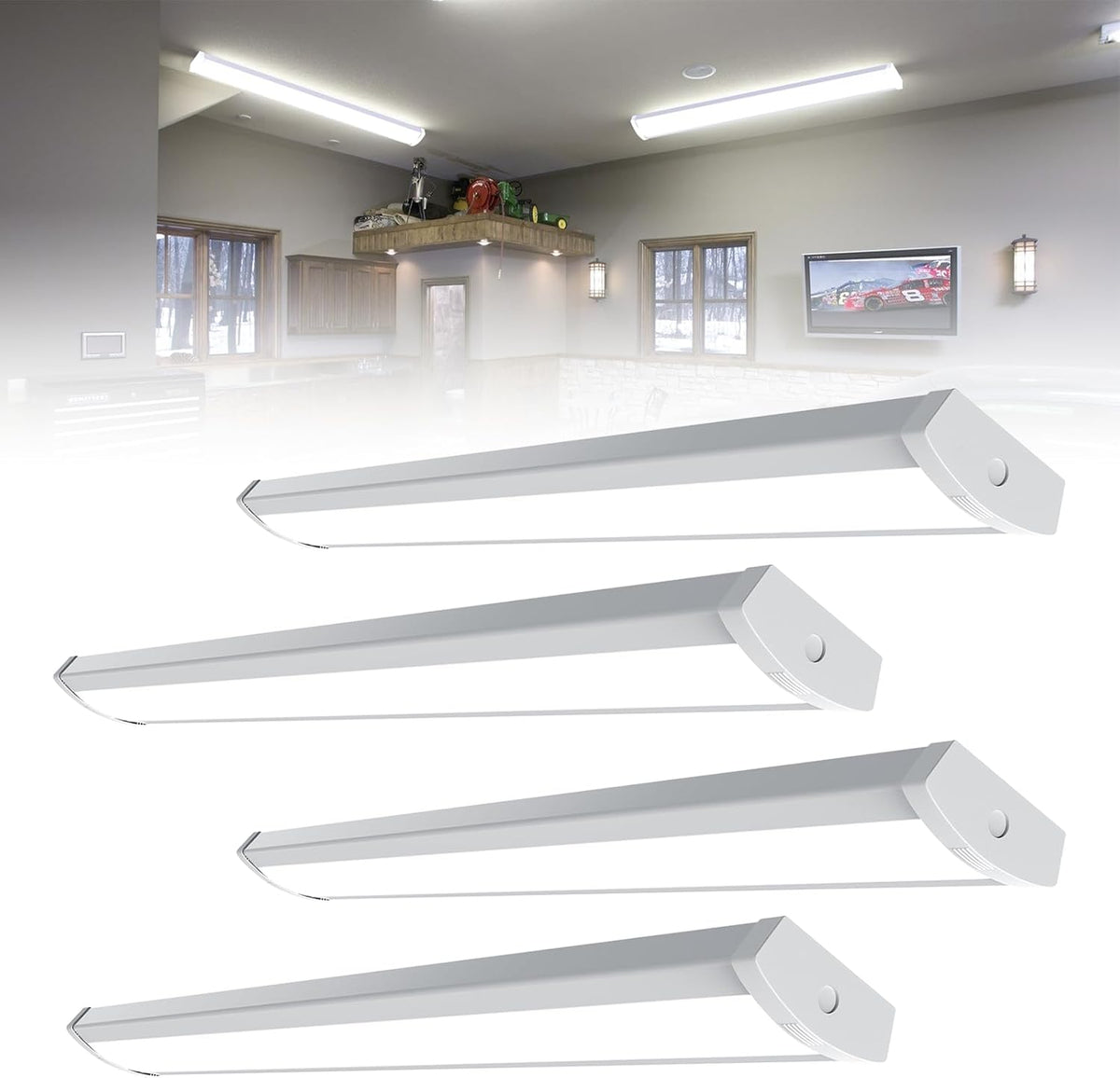 HYPERLITE 4FT LED Wraparound Light 6600LM, 60W/50W/40W, 4000K LED Shop Lights
