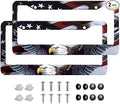 2Pack Universal Flag and Eagle License Plate Frame -Rustproof Aluminum Matte by Unknown