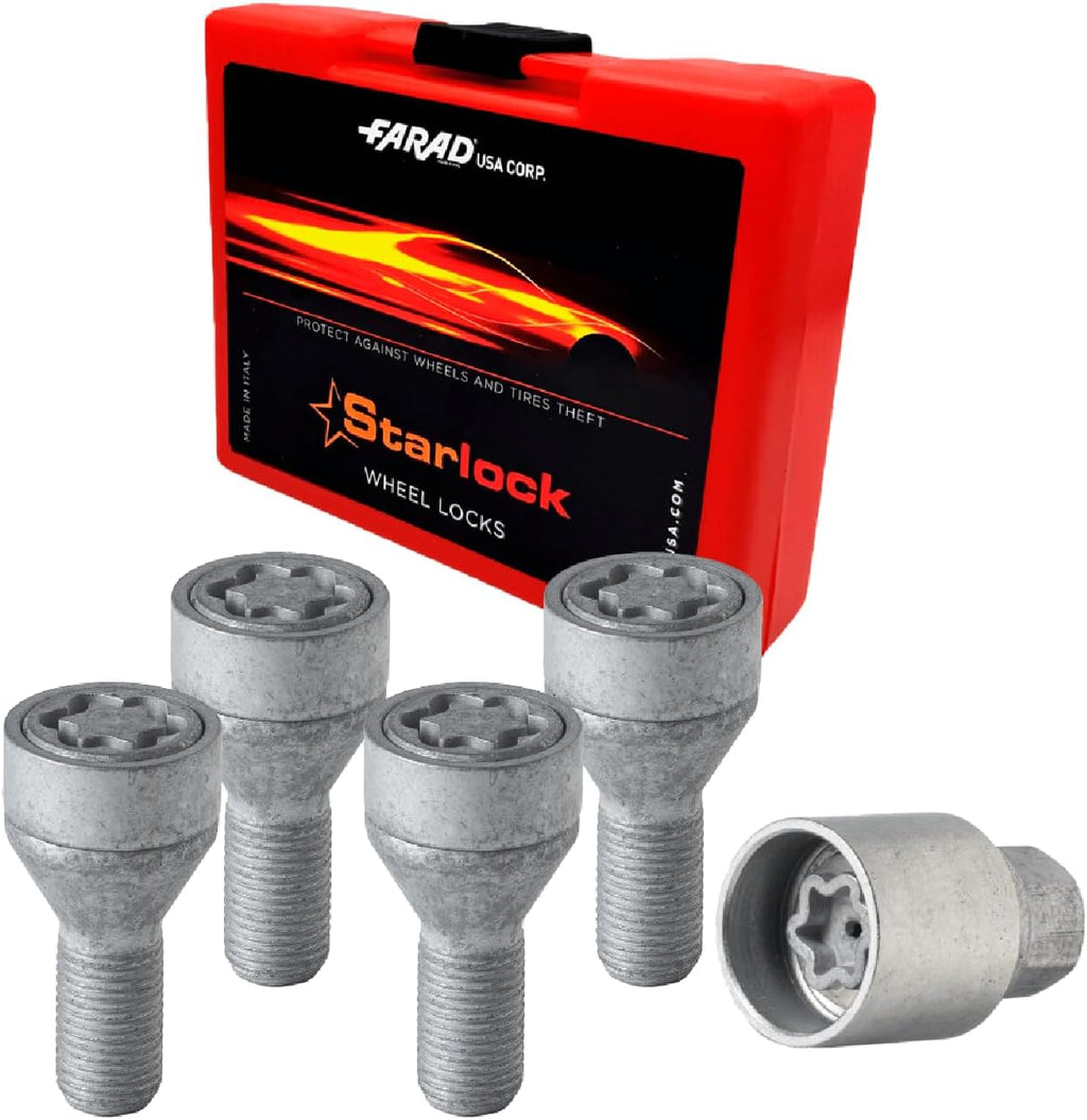 OMAC Wheel Lock Kit Compatible with Jeep Renegade, fits Fiat 500X 500L M12X1,25 Silver 4Locks & 1Key