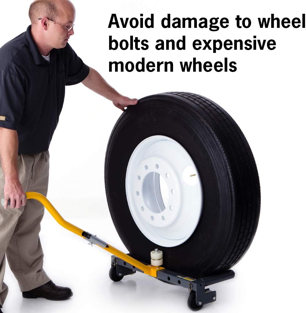 Rolling Wheel Dolly for Changing Car, Truck, Skid Steer, ATV, and Trailer Tires, Tire Lift for Large and Small Vehicles, 3 Roller Positions, 485 Pound Capacity