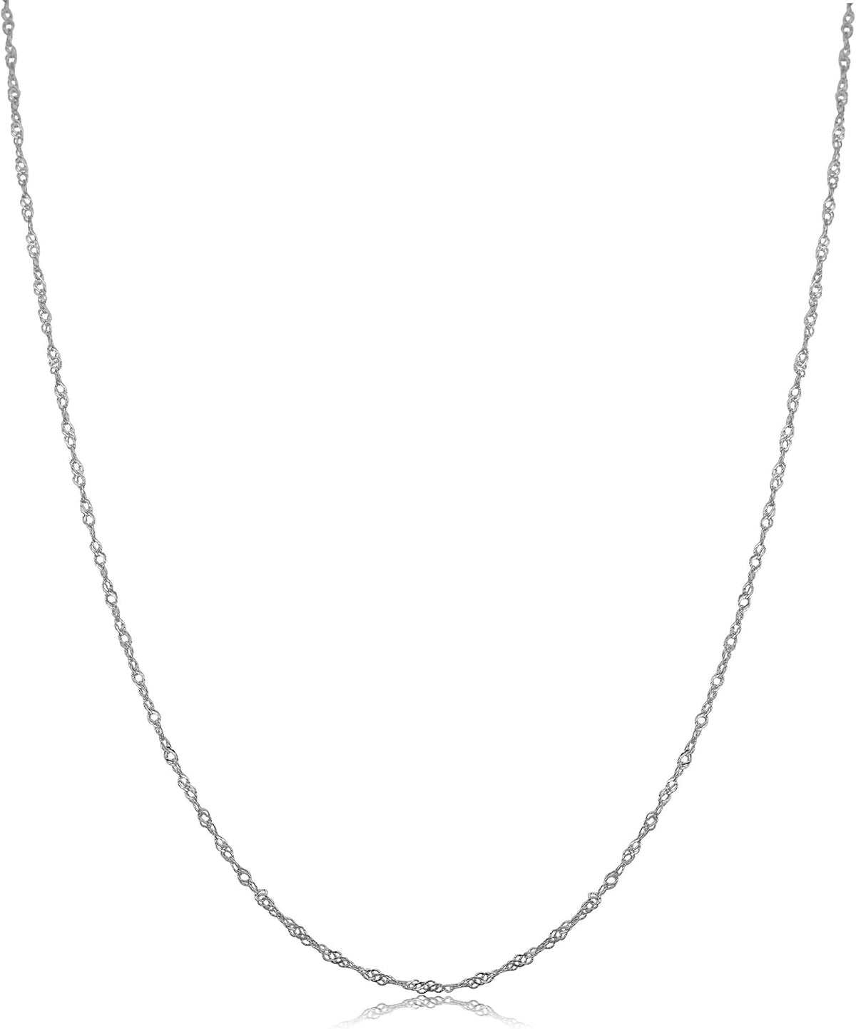 kooljewelry solid 14k white gold singapore chain necklace, main product view