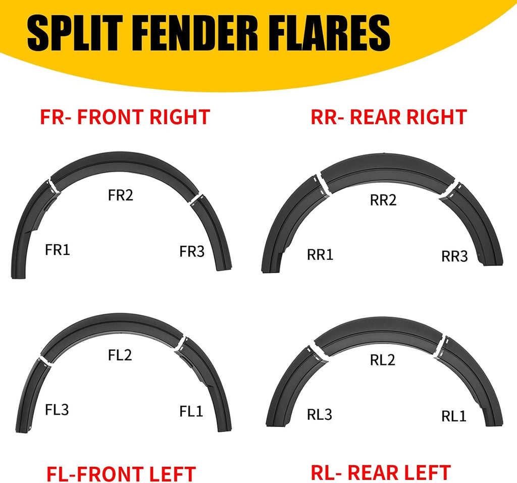 Fender Flares Compatible with 2022-2025 Ford Maverick Front & Rear Wheel Eyebrow Protectors Fender Trim Covers PP Plastic 12PCS No Drilling for 2024 Maverick Accessories