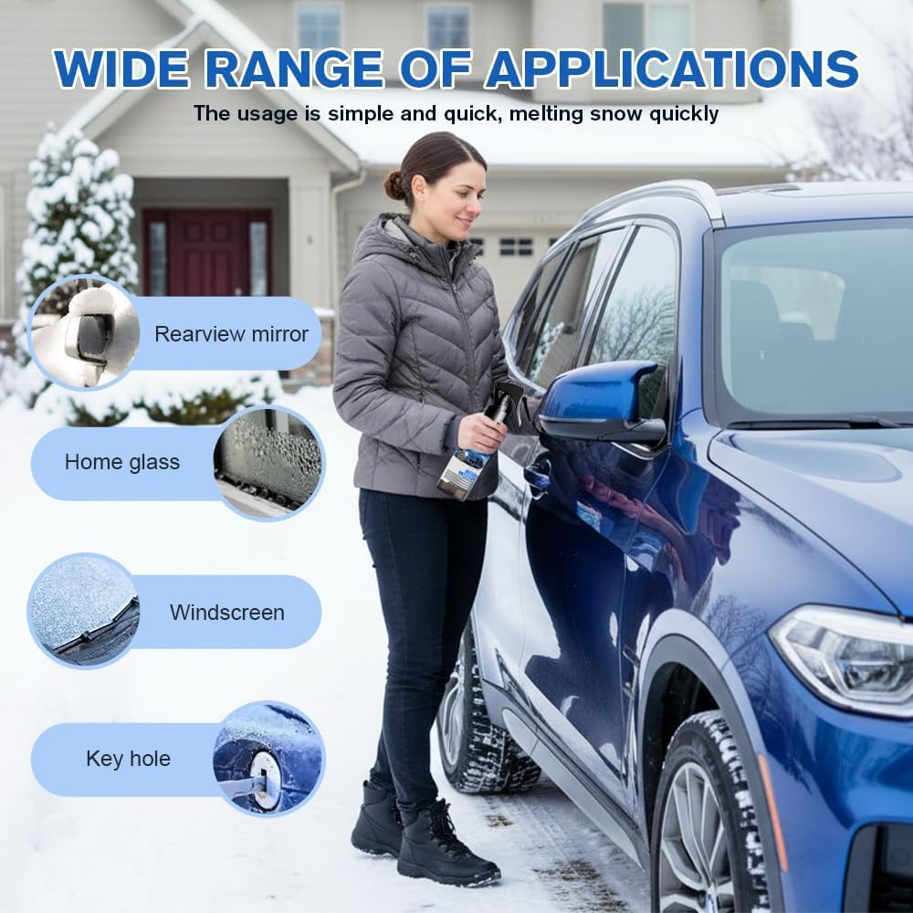 Car Windshield Snow Melting Coating Spray,Windshield De Icer Spray for Winter,Multi-Purpose Car Window Remover Snows Sprays for All Cars (3PC)