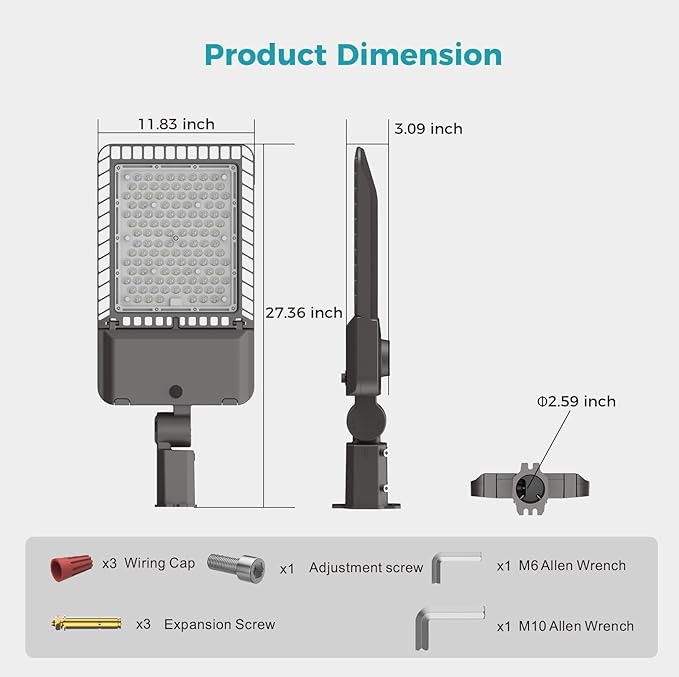 LED Parking Lot Lights 340W Commercial Oudoor Lighting Dusk to Dawn Photocell - Image 8