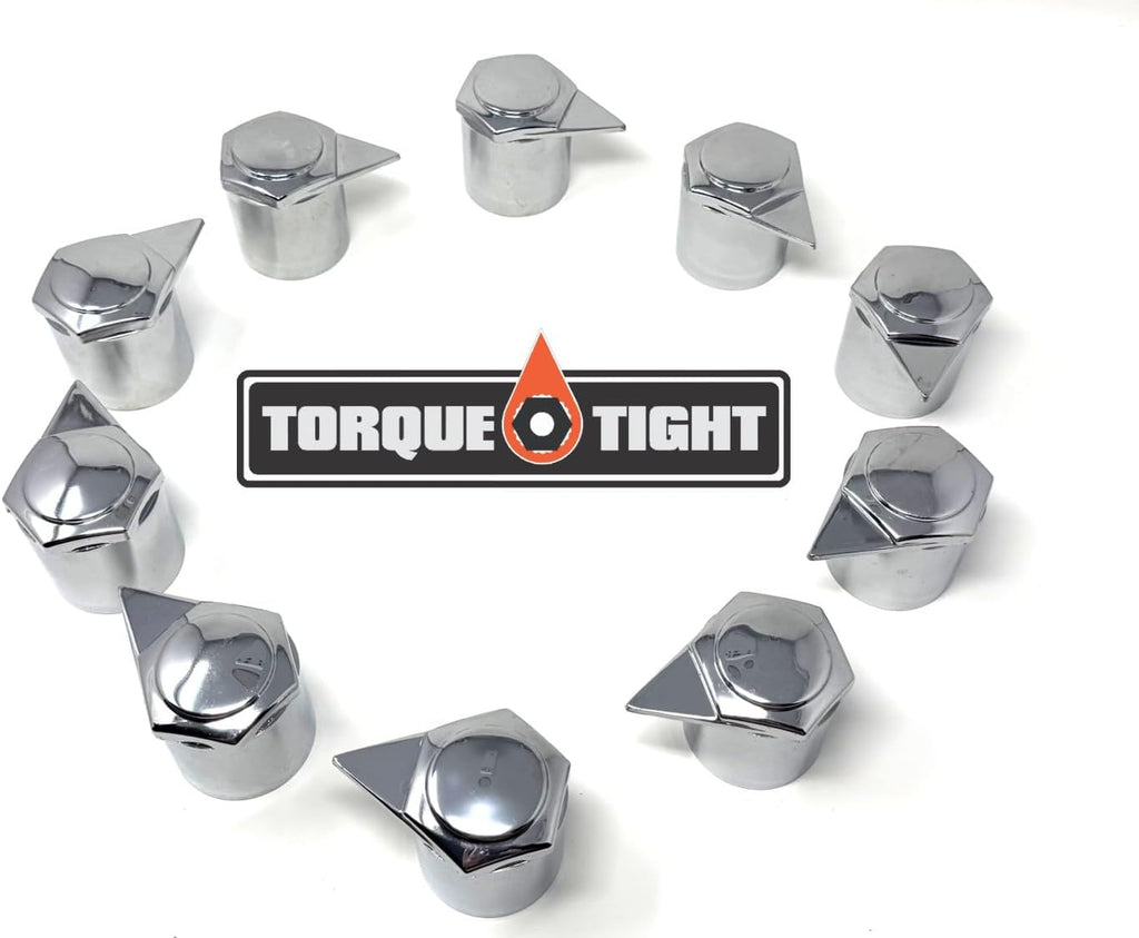 Chrome Lug Nut Indicators with Dust Cap | 33mm | 10-Pack | Loose Wheel Nut Warning Indicators for Semi Trucks, Class 6-8 Vehicles | Chrome Protect