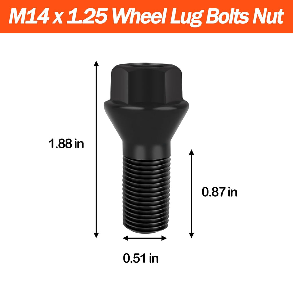 Wheel Lug Bolt Stud M14×1.25 Lug Nuts Compatible with BMW F30 F35 F10 F25 X3 E70 X5 (5 Pack)