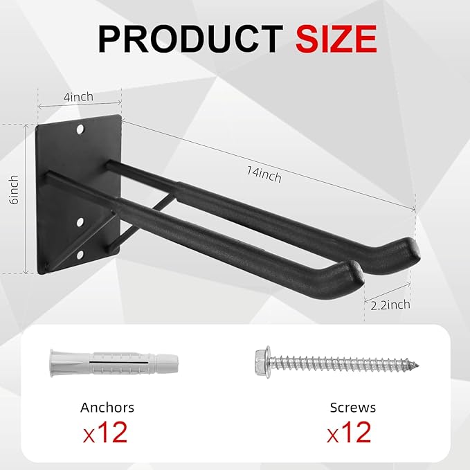 14" Large Heavy Duty Garage Hooks, Utility Wall Mount Hangers - Image 7