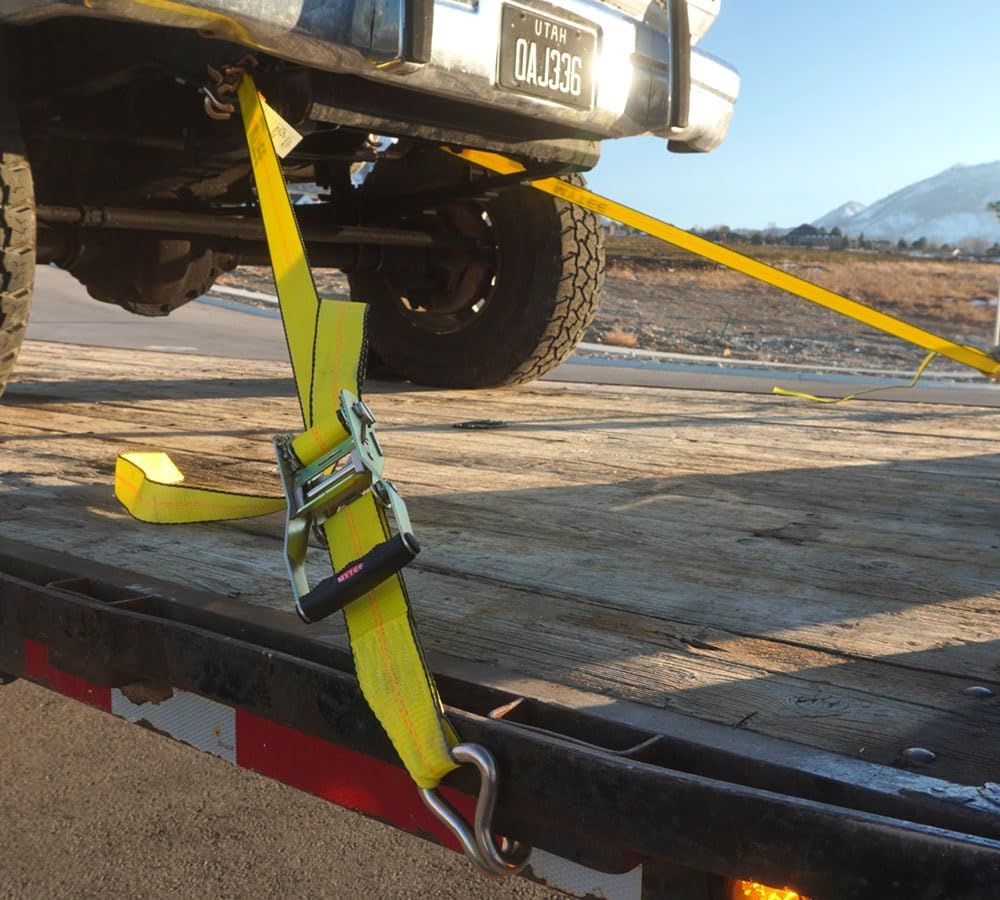 Mytee Products 2" x 8' Recovery Winch Strap with RTJ Cluster Hook - Heavy-Duty 3,333 lbs WLL Towing Tie Down Strap for Tow Trucks, Wreckers & Flatbed Cargo Securement