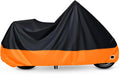 XYZCTEM Motorcycle Cover All Season Black&Orange Waterproof Sun Motorcycle Acessories, Fits up to 108‘’ Harley Davison, Honda, Suzuki, Kawasaki, Yamaha and More