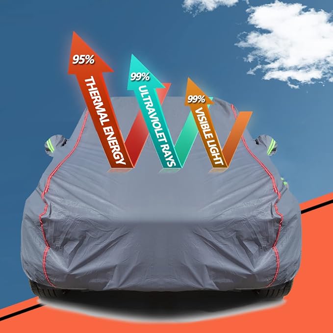 AUQDD 6-Layers PEVA New Material Sedan SUV Full Padded Car Cover Waterproof All - Image 2