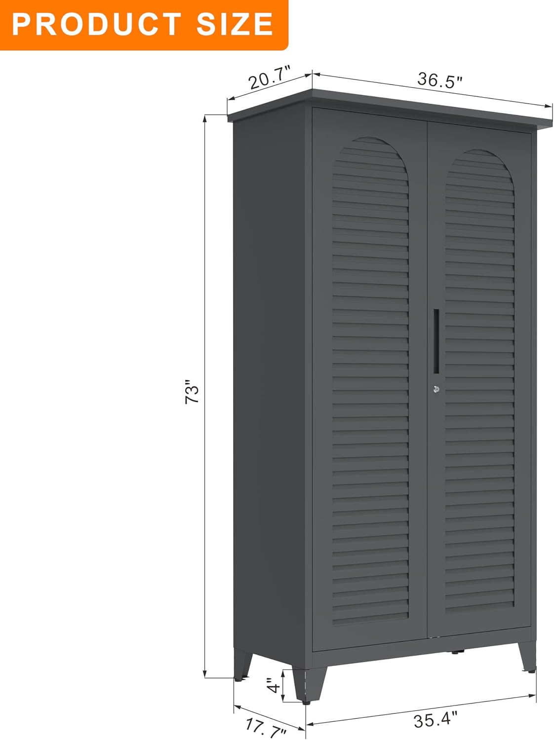 ryh 73" tall metal outdoor storage cabinet(73" h, front angle view