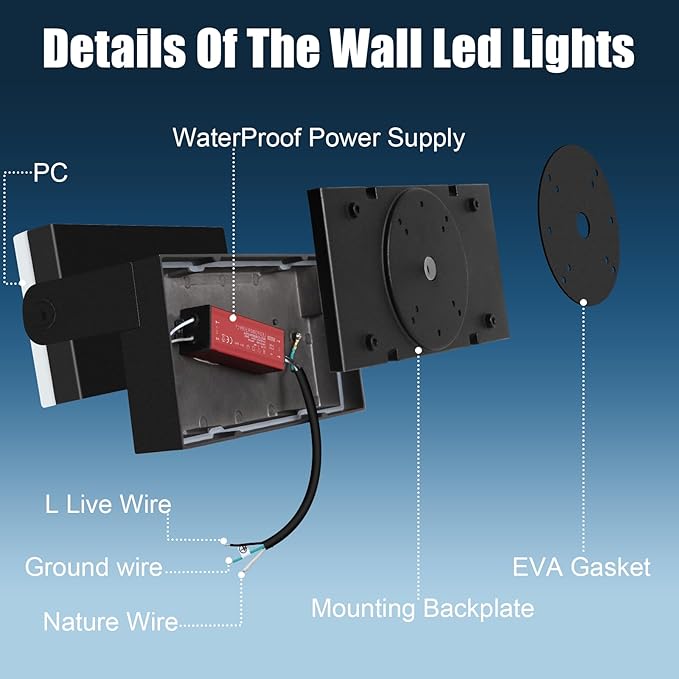40W LED Outdoor Wall Light, 5000K Daylight Waterproof Floodlights, 360 ° - Image 7