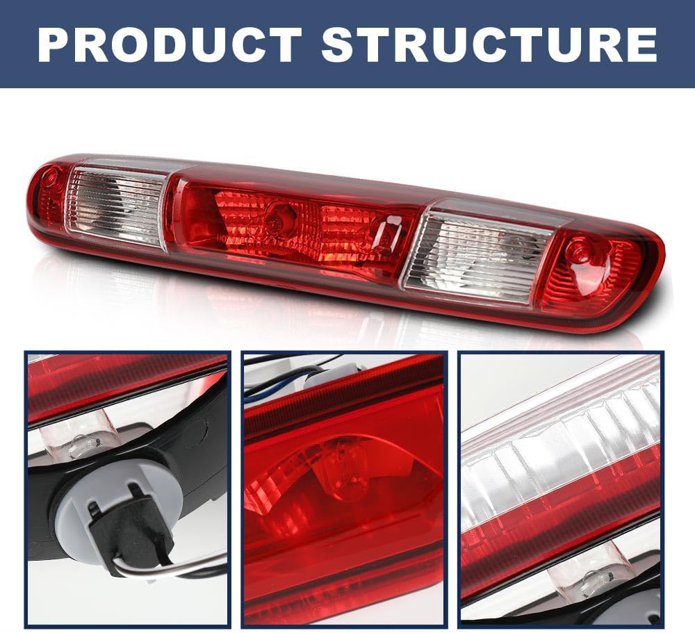 PIT66 3rd Brake Light, Fit Chevy Silverado GMC Sierra 1500 2008-2013 | Compatible with Chevy Silverado GMC Sierra 2500 HD 3500 HD 2008-2014 25890530 Cargo Lamp High Mount Stop Light