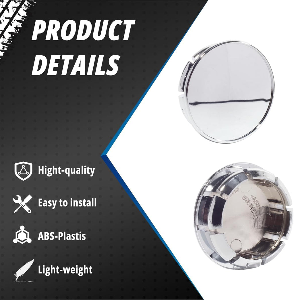 4 Pack 54 mm / 2.14 in Wheel Center Caps Kit for 2004-2010 Chrysler Sebring Aspen Pacifica CPT ruiser Town Country 300, ID 45.2 mm / 1.78 in Hub Caps, Snap-in Replaces 4895899 Chrome