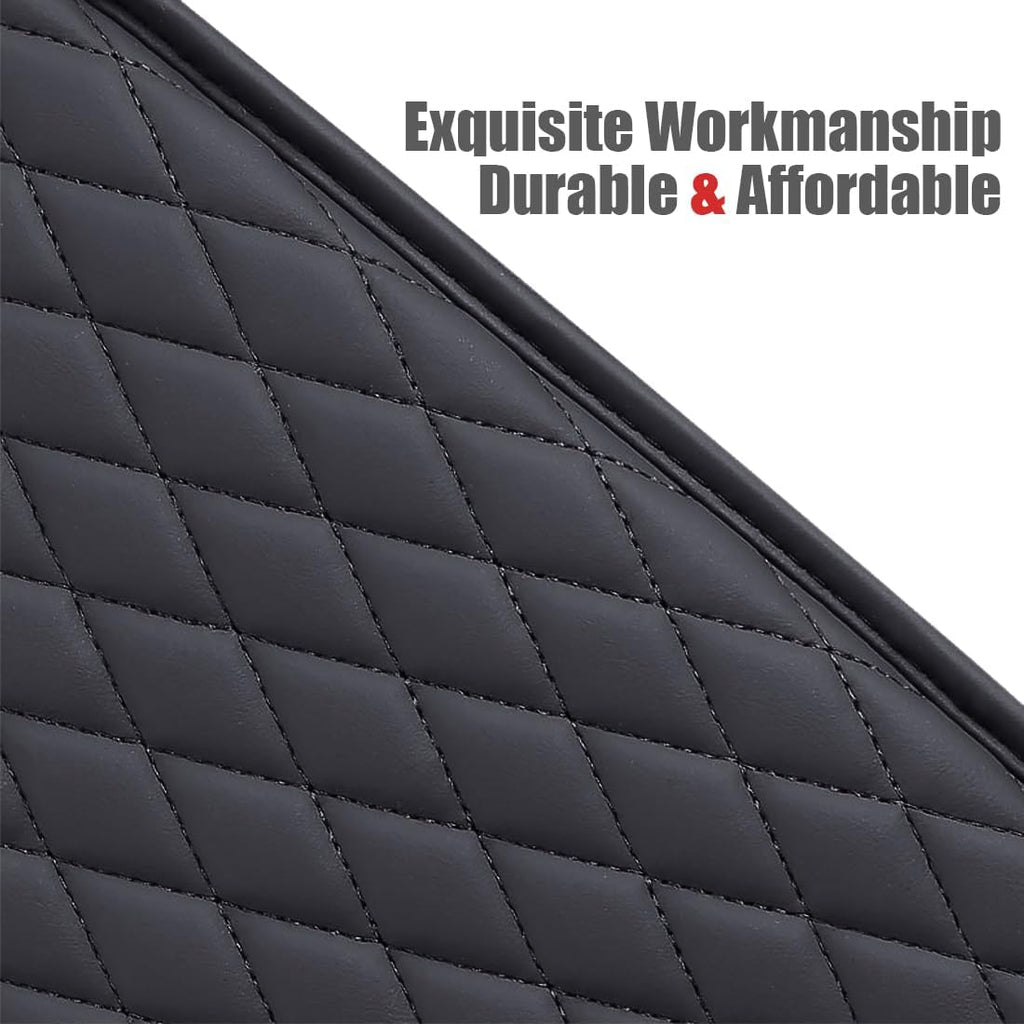 ESKONKE [Upgraded] Car Center Console Cover with 2 Storage Bags - Premium Nappa Leather Armrest Cover, Scratch & Wear Resistant, Waterproof Car Interior Accessories (Black)