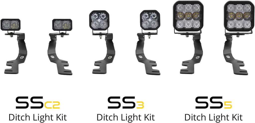 Diode Dynamics Stage Series Backlit Ditch Light Kit compatible with Ram 1500 2019-2024, C2 1.0 Pro Yellow Combo