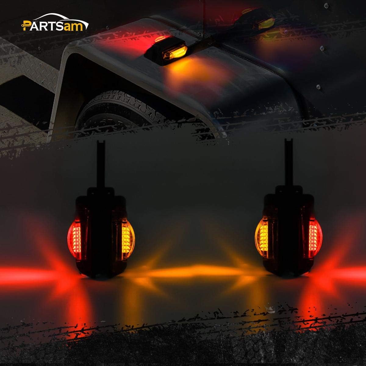 Partsam LED Trailer Fender Light Set [DOT Approved] 2 - Double Face 4" LED Marker Clearance Lights 7Diode