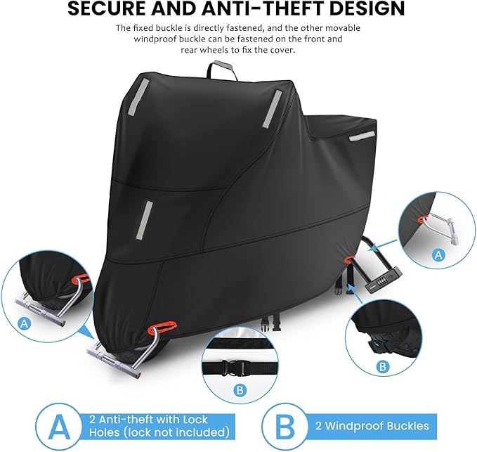 Waterproof Motorcycle Cover Outdoor, Motorbike Scooter Moped Rain Dust Cover - Image 5