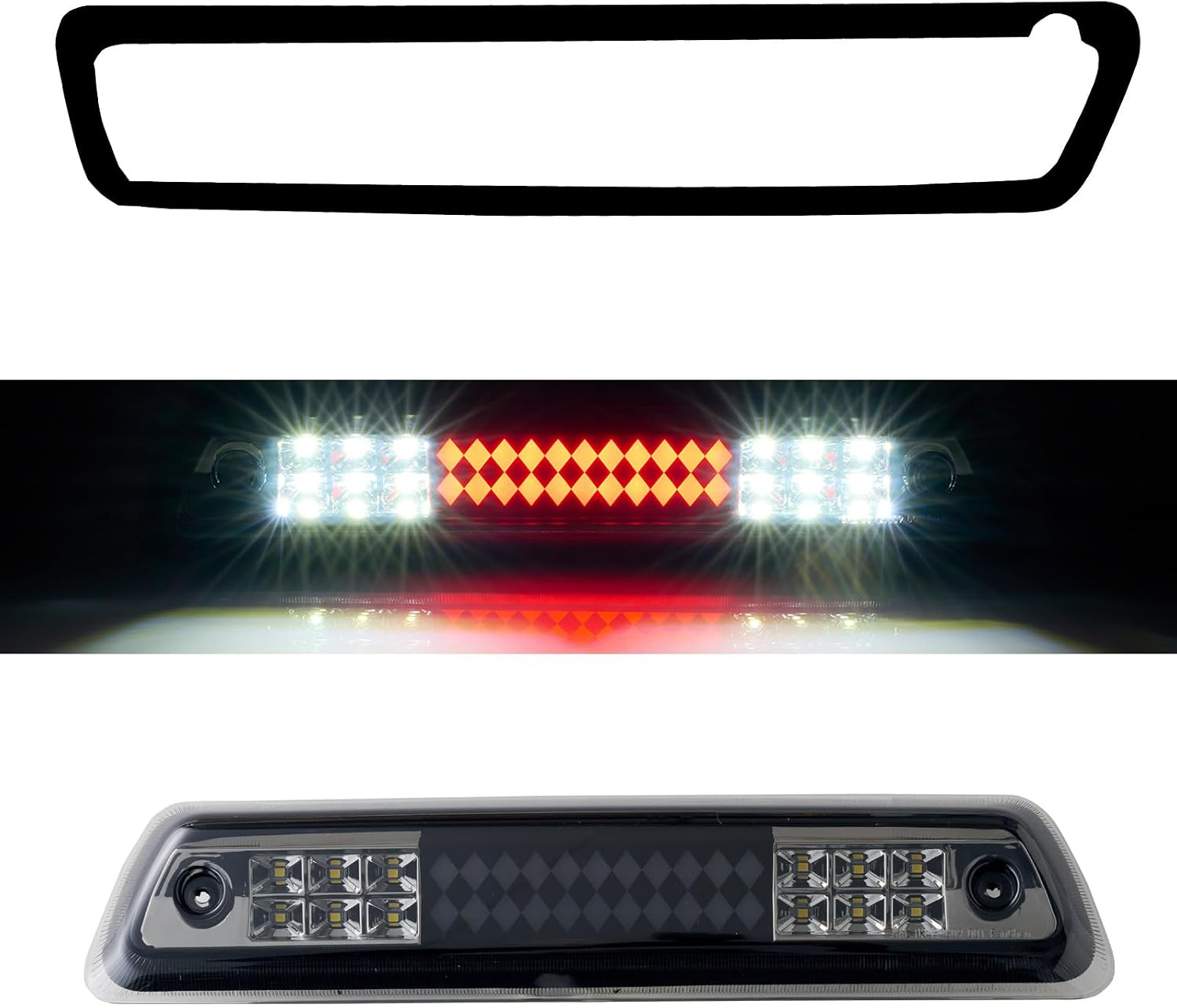 Third 3rd Brake Light for 2009-2014 F150 F-150/2010-2014 LINCOLN MARK LT, Sequential LED High Mount Stop Cargo Light, Rear Center Cab Tail Lights Lamp，Smoke
