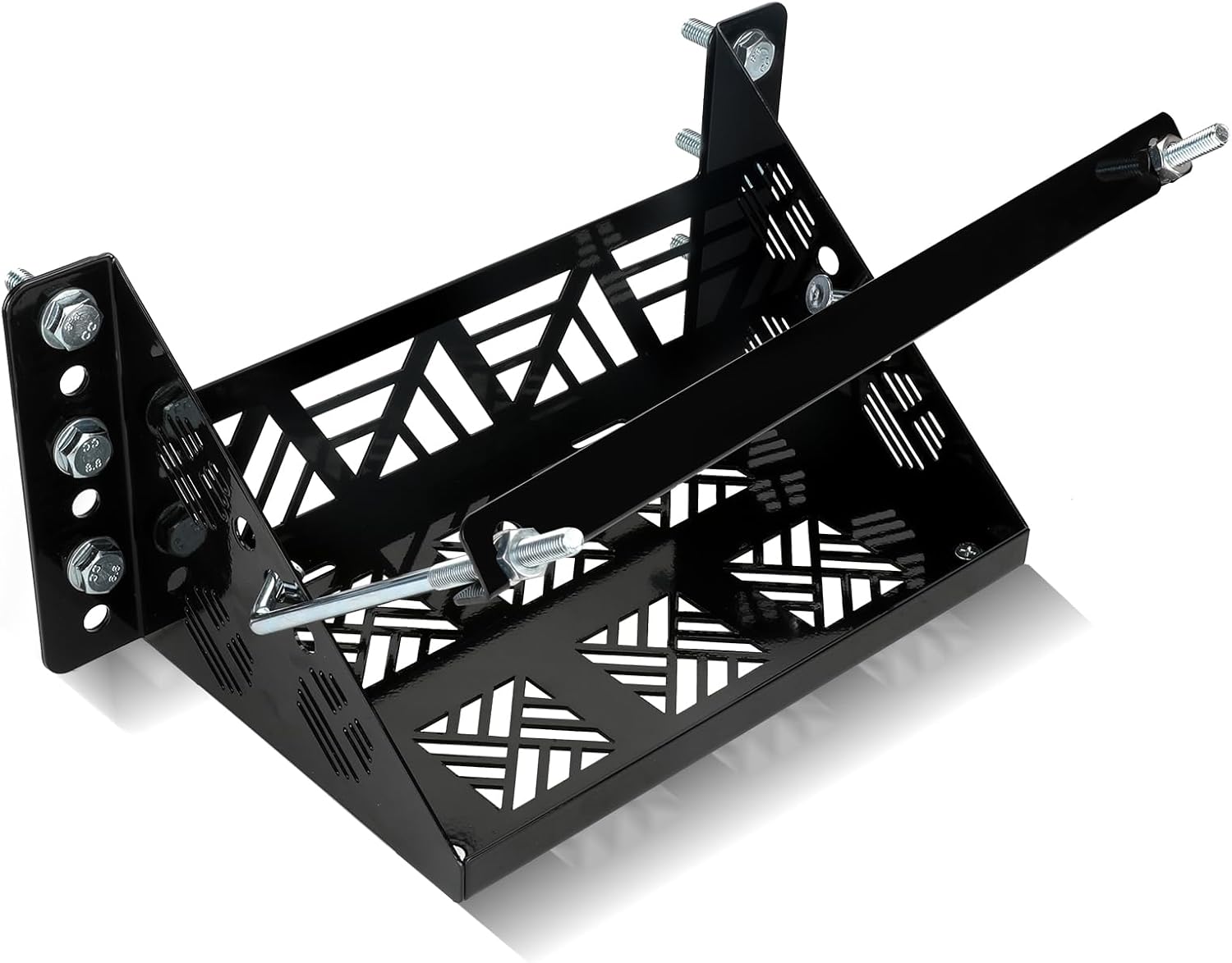 Universal Battery Mounting Tray, Battery Holder Bracket Compatible with RV Trailer Car Boat Truck, Heavy Duty Battery Box Mount Hold Down Bracket Relocation Kit for Group 24 Battery Box