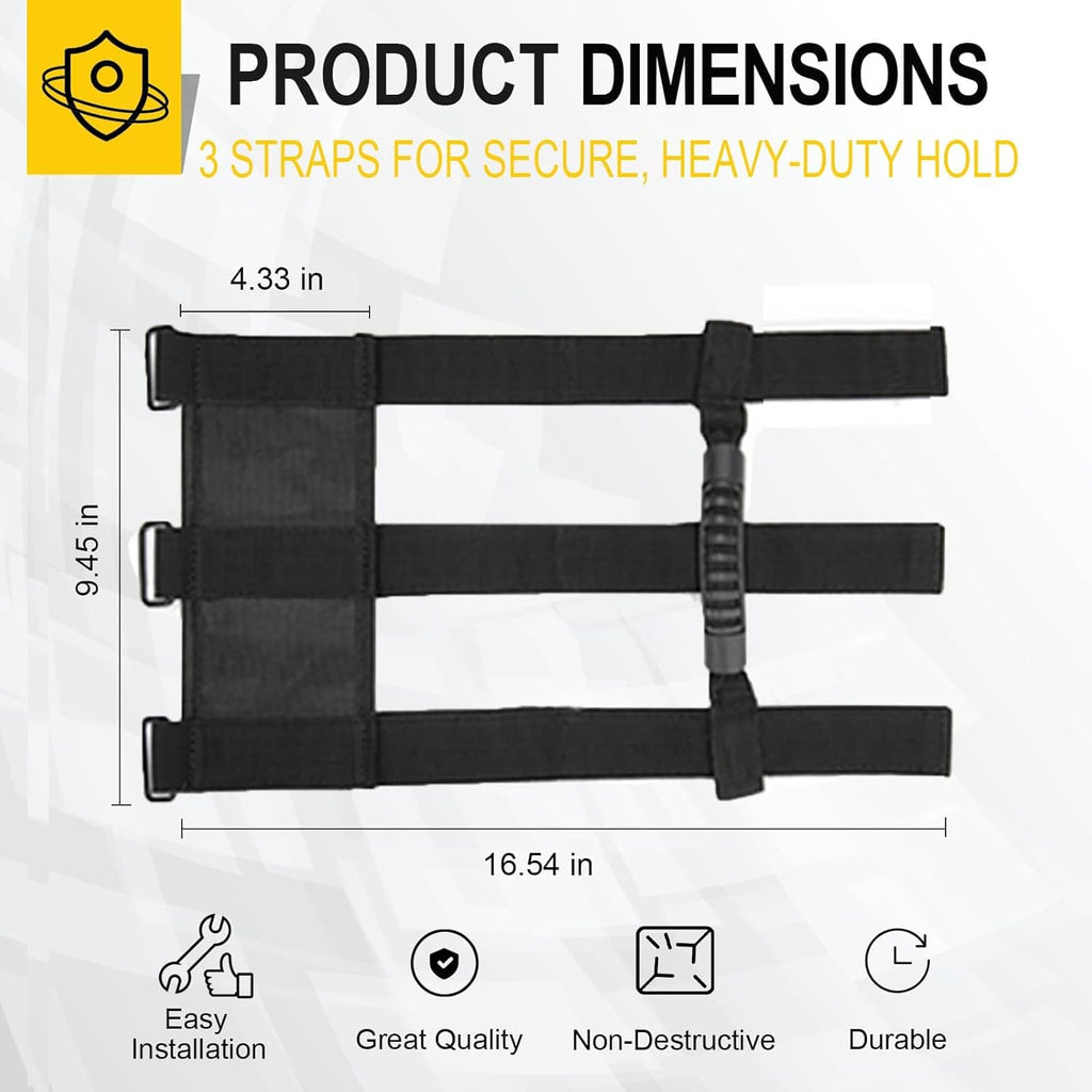 moveland 2 Pack Grab Handle Set Compatible with Jeep Wrangler TJ YJ JK, Easy-to-Fit 3 Straps Design for 1955-2023 Models (Black)
