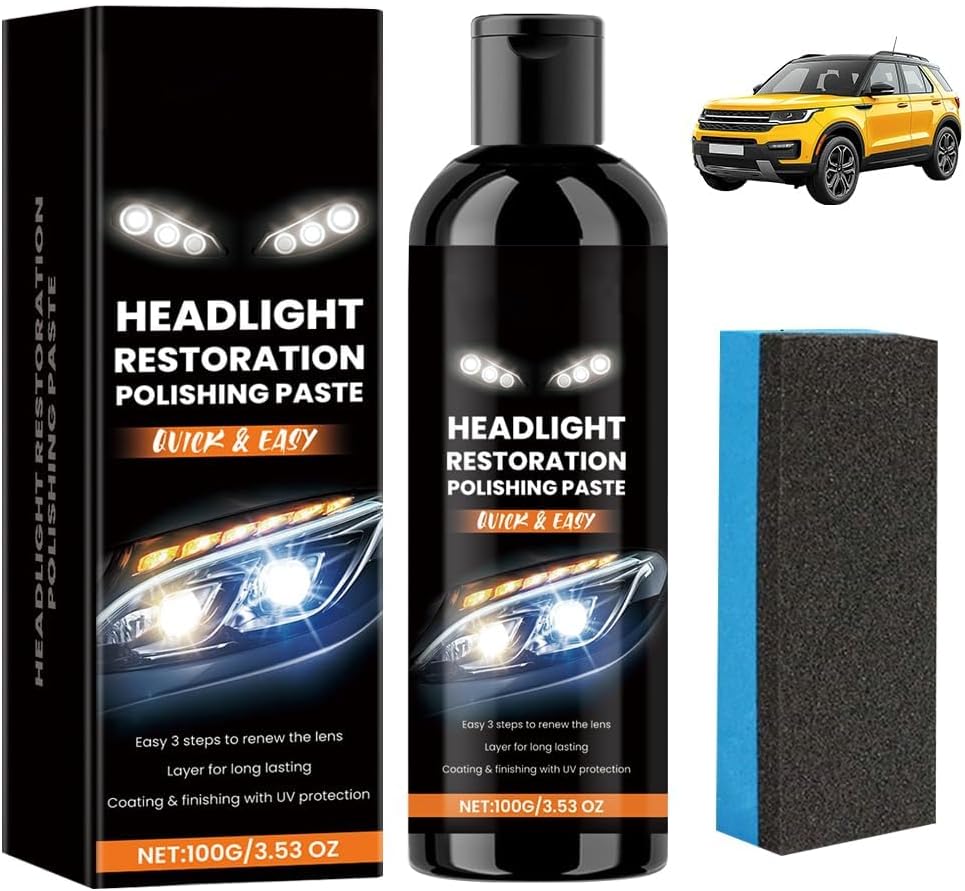Headlight Stain Remover Polishing Paste,Car Lamp Care Brightening Clean Yellow Reconditioning Paste,Polishing Cleaner for Cars, Trucks, Motorcycles, RVs (1PC)