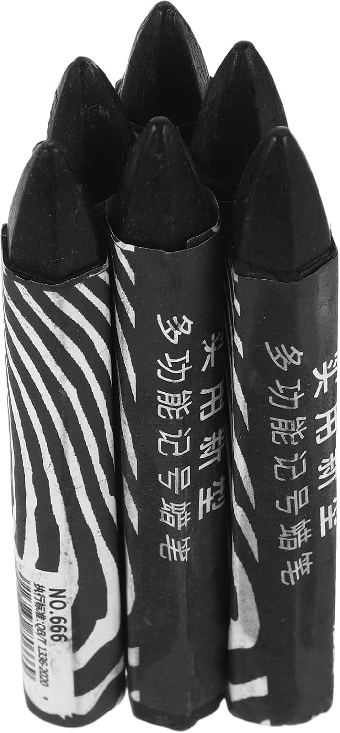 PRETYZOOM 6pcs Black Tire Marker Pens for Car Tire Repair Long-lasting Wax Material with Easy to Carry Design and Maintenance