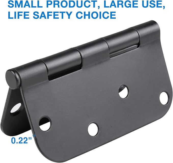 3 Pack Black Door Hinges Matte Black 4 Inch 5/8" Radius Hinges - Image 2