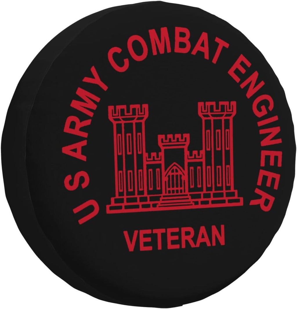 US Army Combat Engineer Veteran Spare tire Cover dust Proof tire Cover fits Trailers, RVs, SUVs and Many 14/15/16/17 inch Vehicles