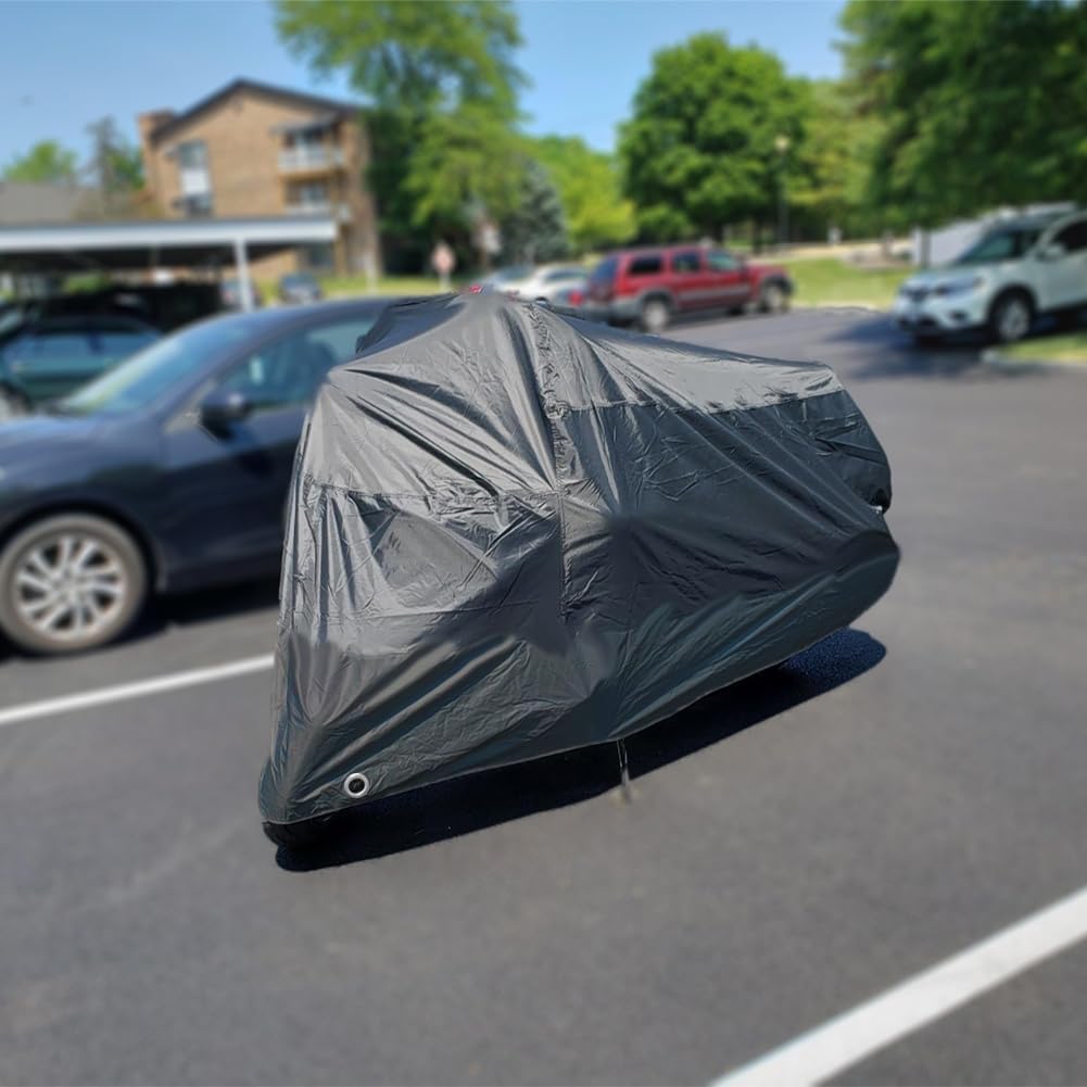 Motorcycle Cover Waterproof, Outdoor Motorbike Cover with Lock-Holes, All Season Protection Motorbike Vehicle Covers Fits up to 97" Motorcycles, Size 2XL - Black