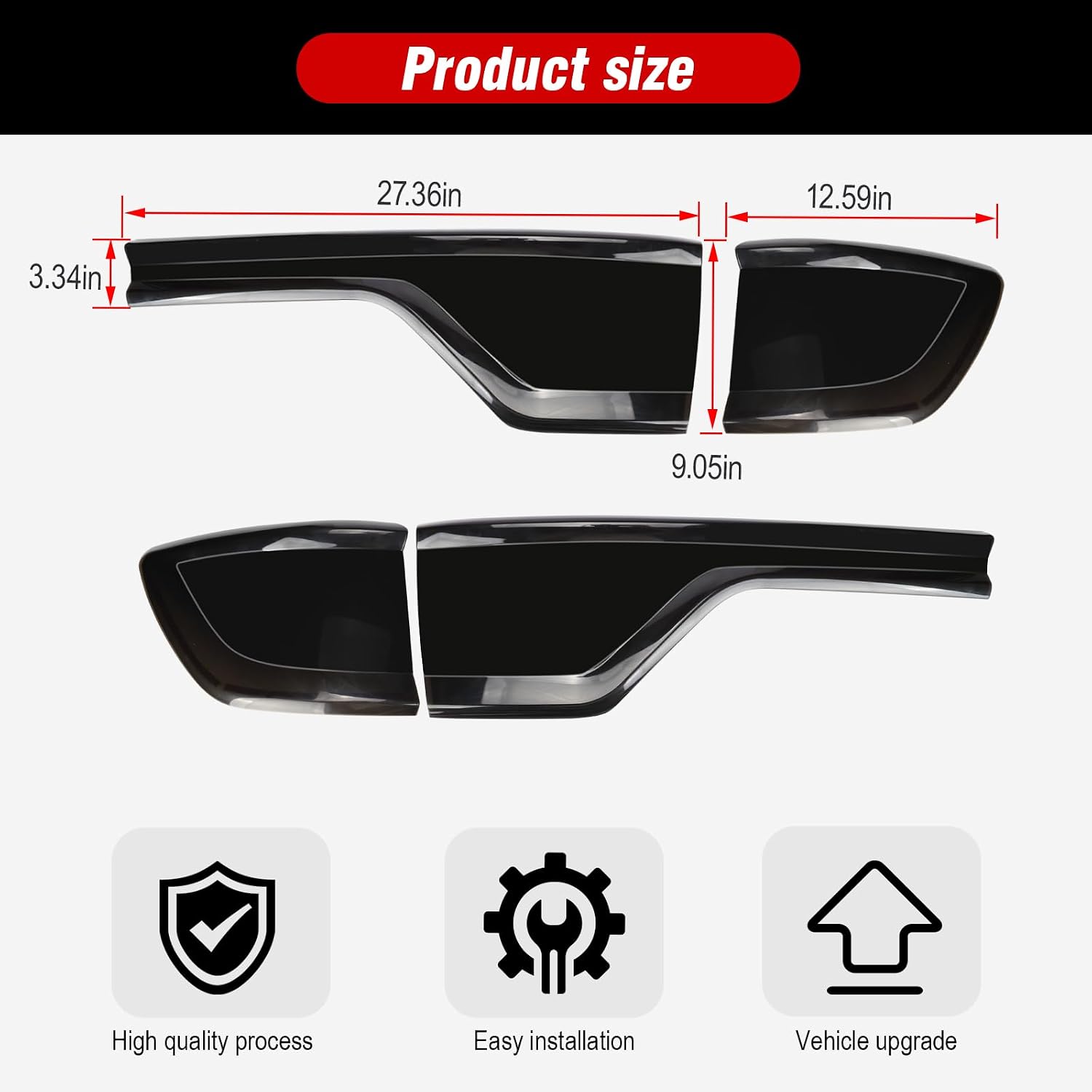 3mirrors Smoked Tail Light Covers Rear Light Guards Durango Accessories for 2014-2025 Dodge Durango Accessories