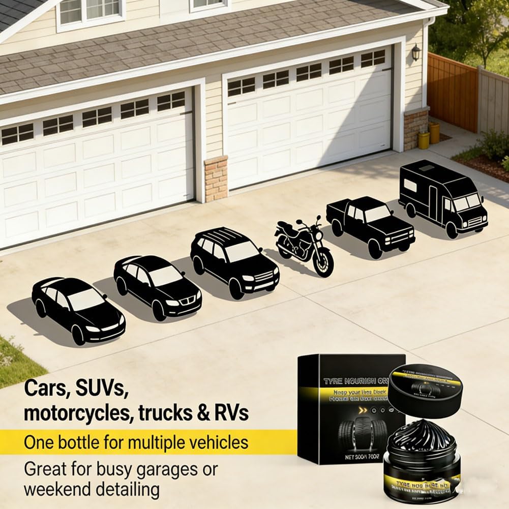 Tyre Nourish Cream, Powerful Wheel Cleaning Refurbish Wax, Car Tire Ceramic Restores Black Gloss, Tire Shine Protect Tires From Aging and Provide Deep Cleaning (1 pc)