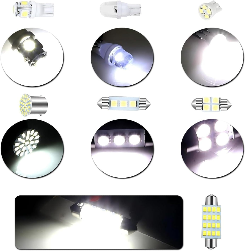 WZP 42PCS Car Interior LED Light Combination Set, T10 31mm 36mm 41mm LED Bulbs, Wide Angle Super Bright Light Bulb for Brake, Reading, License Plate, Map, Parking Lights (White)