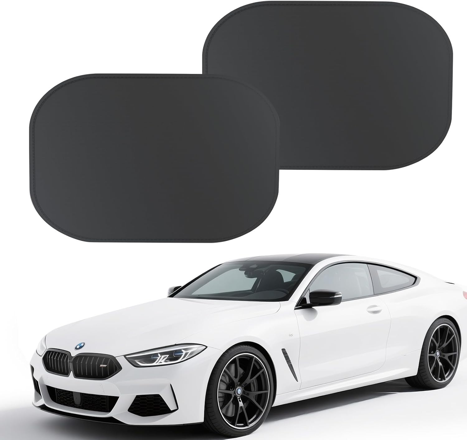 Car Side Window Sunshade, Upgrade Static Cling UV Protection Sun Shade, Car Window Shade Universal Fit for Most Vehicles Camping Travel (2PCS Rear)