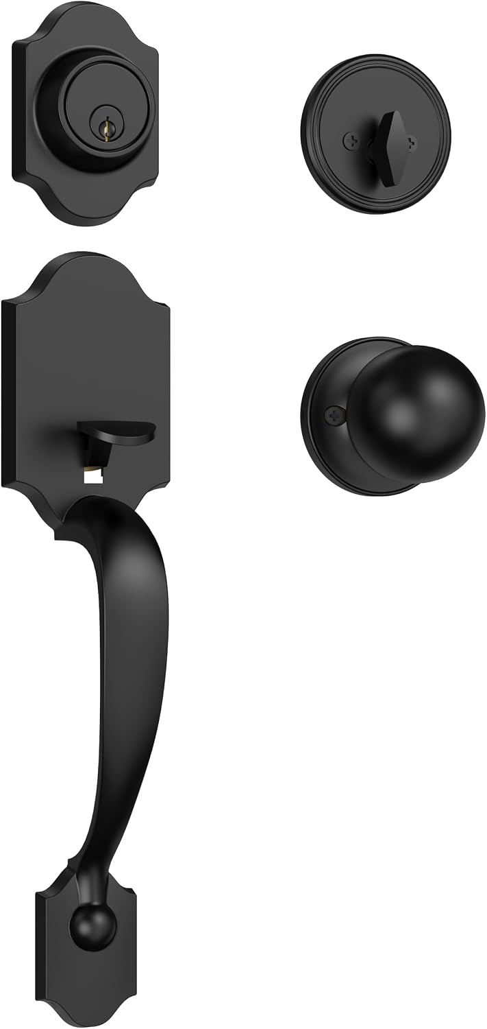 estmoon front door lock set matte black exterior, main product view