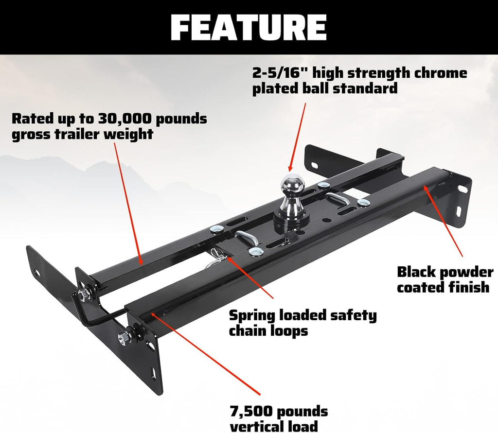 ECOTRIC Gooseneck Trailer Hitch System Compatible with 2004-2014 Ford F150 Under Bed Trailer Hitch System Complete Kit