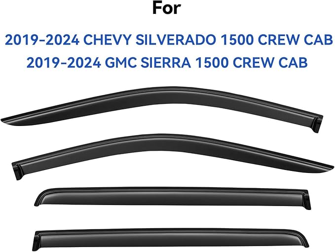Window Visors Rain Guards for 2019-2025 Chevy Silverado/GMC Sierra 1500 Crew Cab - Image 4
